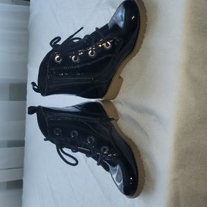 Glossy, Shiny, Black booties for girls